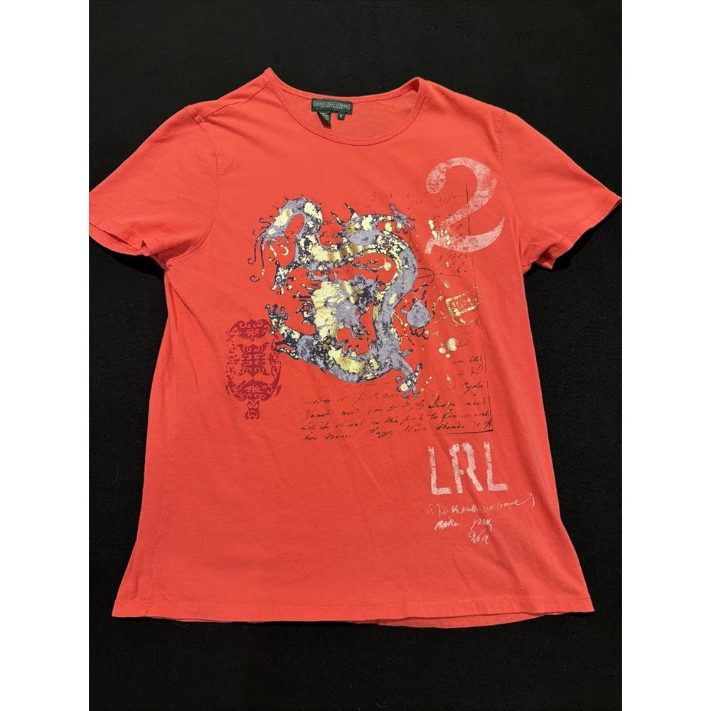 Lauren Jeans Co Coral Dragon Graphic Short Sleeve Women's Size Medium
